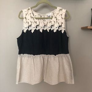 NWT Esley Chambray Lace Blouse Size Large